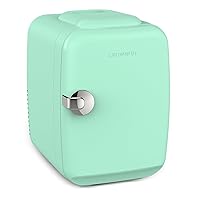 CROWNFUL Mini Fridge, 4 Liter/6 Can Portable Cooler and Warmer Personal Refrigerator for Skin Care, Cosmetics, Beverage, Food,Great for Bedroom, Office, Car, Dorm, ETL Listed (Green)