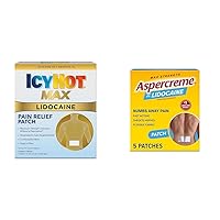 Icy Hot and Aspercreme Max Strength Lidocaine (5 Count) Pain Relief Patches Bundle for Back Pain and Muscle Pain