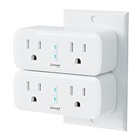 Mini Plug, Wi-Fi Outlet Extender Surge Protector Dual Smart Socket Compatible with Alexa or Google Home, Independently Or Together Control, FCC Listed (2 Pack), White
