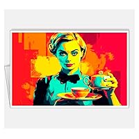 Arsharenkay All Occasion Assortment Proffession Pop Art Greeting Cards (Set of 8 Cards/Size 105 x 145 mm / 4 x 5.5 inches) No58 (Waiter (also Waitress) Proffession 1)