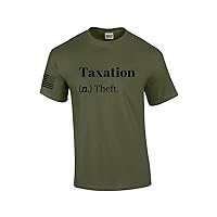 Taxation Definition Dictionary Taxation is Theft Funny American Flag Sleeve Mens Short Sleeve T-Shirt Graphic Tee