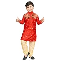 Dupion Silk Embroidery Kurta And Pyjama Set For Boys Best For Ethnic Wear, Casual Wear, Party Wear