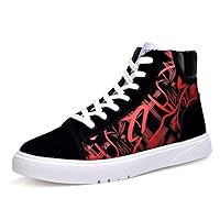 osseoca Men's High Cut Secret Sneakers, 2.4 inches (6 cm), 3.1 inches (8 cm), Casual Shoes, Lace-Up, Graffiting, In-Heel, Sports Shoes, Anti-Slip, Fashion, Increases Height, Outdoor