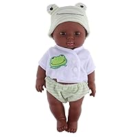 Baby Dolls,Silicone Baby Doll, Doll Africa Baby Toy Vinyl Lifelike Newborn with Outfits Frog for Kids Christmas Birthday Gift Green