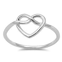 Women's Heart Infinity Knot Classic Ring New 925 Sterling Silver Band Sizes 3-10