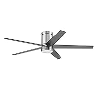 Honeywell Ceiling Fans Graceshire, 52 Inch Contemporary Ceiling Fan with Color Changing LED Light, Remote Control, Flush Mount, 5 Dual Finish Blades, Reversible Airflow - 51860-01 (Brushed Nickel)