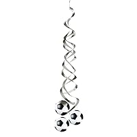 Club Pack of 12 Sports Fanatic Silver, Black and White Soccer Deluxe Danglers Hanging Party Decorations 36
