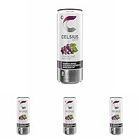 Celsius RTD Sparkling Grape Rush, 12 Ounce (Pack of 4)