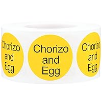 Chorizo and Egg Deli Labels 1 Inch Round Circle Dots 500 Total Stickers