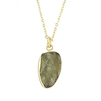 Guntaas Gems Raw Green Moldavite Crystal Stone Pendant Brass Gold Plated Quartz Gemstone Adjustable Necklaces For Daily Wear