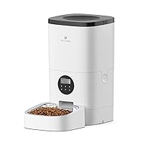 Automatic Dog Feeder, 6L Dog Food Dispenser with Timer Interactive Voice Recorder, Auto Dog Feeder with Desiccant Bag 1-4 Meals Dry Food, White Opaque