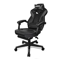 Gaming Chair with Footrest, Office Chair with Lumbar Support and Headrest Height Adjustable Gamer Chair with 360°-Swivel Seat - Gray