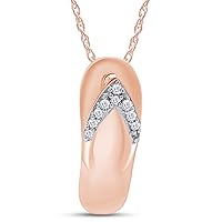 Jewel Zone US Mothers Day Jewelry Gifts Natural Diamond Accent Flip Flop Pendant Necklace in 14K Gold Over Sterling Silver