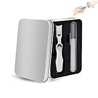 Sherum Nail Clipper, Toe Nail Clippers for Thick Nails for Seniors Long Handle,Cumulus Nail Clipper with Catcher,Ultra Sharp Stainless Steel Nail Clippers (A-Silver)