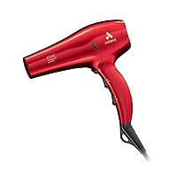 30290 1875-Watt Tourmaline Ceramic Ionic Pro Dry Professional Hair Dryer, 3 Heat Settings & 2 Speed Settings, 2 Dryer Attachments, Lightweight, Fast Dry & Low Noise, Soft Grip, Red
