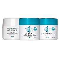 DERMA-E Scar Gel, 2 Oz + Tea Tree and Vitamin E Relief Cream, 8 Oz + Vitamin E 12,000 IU Moisturize Cream, 4 Oz