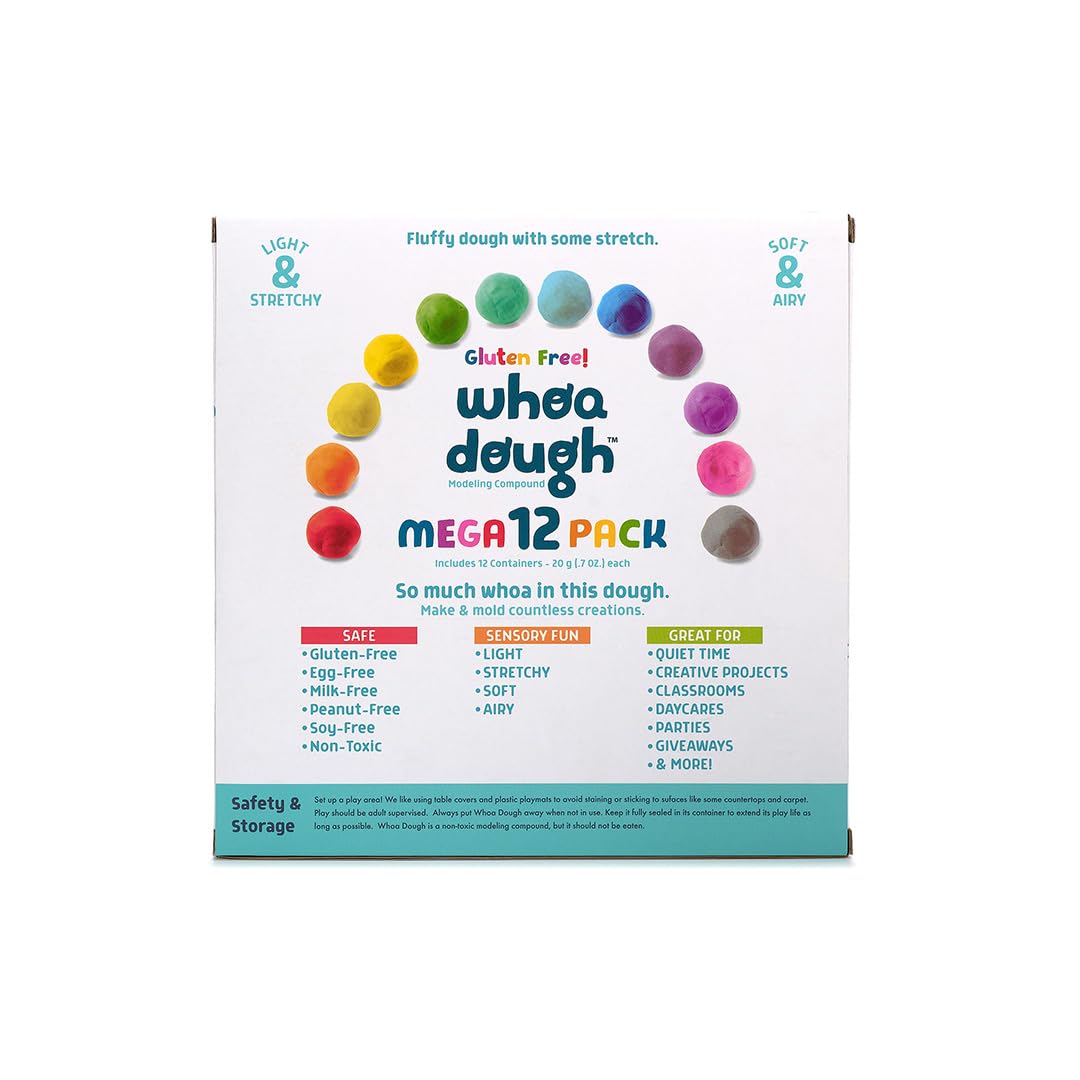 Chuckle & Roar - Whoa Dough Mega 12 Pack - Tactile Kids Dough - Fun Arts and Crafts Time for Preschoolers - Gluten Free Formula - Ages 3 and Up