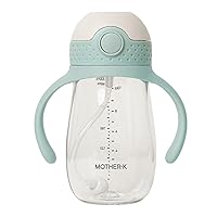 MOTHER-K Sippy Cup with Weighted Straw with Handle, Drink from Any Angle for Babies & Toddlers, 8oz (Mint)