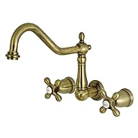 Kingston Brass KS1283AX Wall Mount Kitchen Faucet, Antique Brass