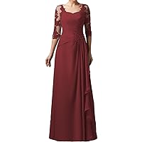 Sheath/Column Elegant Mother of The Bride Dress Square Neck Floor Length Half Sleeve Wedding Guest Dress 2024