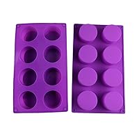 8-Cavity Round Silicone Mold for Soap, Cake, Bread, Cupcake, Cheesecake, Cornbread, Brownie, Muffin, and More (Round, 2 Pack)