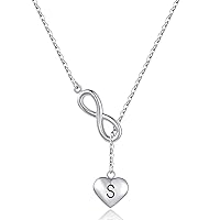 LSxAB Infinity Symbol Heart Intial A-Z Letter Necklace for Women Girls Choker Necklaces Stainless Steel Jewellery