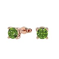 VVS Gems Certified Elegant 10K Gold Round Shape Natural Gemstone 3 MM Solitaire Stud Earrings for women, Birthstone jewelry