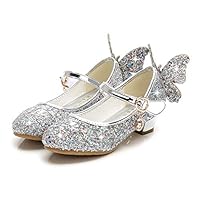 Girls Dress Shoes Glitter Costume Butterfly Low Heel Mary Jane