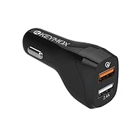 Fast Charge Car Charger, KEYMOX 30W Dual Port with Quick Charge 3.0 USB Cell Phone Car Adapter for iPhone 11 Pro Max, Samsung Note10+ / S10, Google Pixel 4 XL, iPad, AirPods Pro, and More-Black