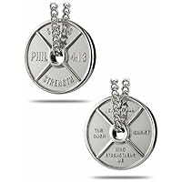 Shields of Strength Men's Stainless Steel or Gold Plated Weight Plate Necklace Philippians 4:13 Bible Verse Fitness Gym Jewelry Weightlifters Dumbbell