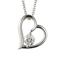 0.95ct Brilliant Round Cut, VVS1 Clarity, Moissanite Diamond, 925 Sterling Silver, Heart Pendant Necklace with 18