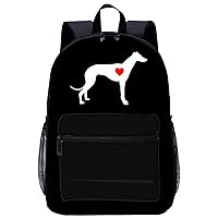 Greyhound Dog Heart Laptop Backpack for Men Women 17 Inch Travel Daypack Lightweight Shoulder Bag