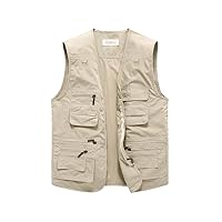 Men's Casual Safari Travel Vest 16 Pockets Outdoor Work Vest Sleeveless Jacket Fishing Hiking Photograph