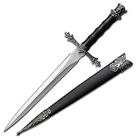 Fantasy Historical Short Sword King Arthur Collectors Knife with Scabbard-Satin Finish Blade,Nylon Fiber Handle,Zinc Alloy Guard,Historical,Collectible,HK-9947 Black 13.5-Inch Overall