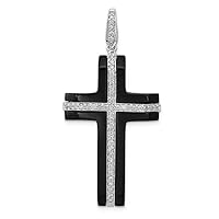 14k White Gold Diamond and Simulated Onyx Religious Faith Cross Pendant Necklace Measures 46.5x22.5mm Wide Jewelry for Women