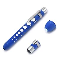 OdontoMed2011 Medical Pen Lights for Nurses Doctors, Reusable LED Medical Penlight Flashlight with Pupil Gauge, White Light, Royal Blue Color Penlight