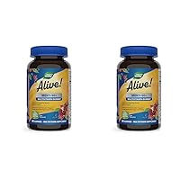 Alive! Men’s 50+ Daily Gummy Multivitamins, Supports Healthy Brain, Eyes, Heart*, B-Vitamins, Gluten-Free, Vegetarian, Fruit Flavored, 60 Gummies (Packaging May Vary) (Pack of 2)