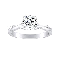 Twisted Ring Round Cut 1.00Ct, VVS1 Clarity, Moissanite Diamond, 925 Sterling Silver Ring, Promise Ring, Engagement Ring, Wedding Gift, Fancy Jewelry