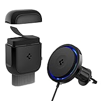 Spigen EZ Slide & Brush Screen Cleaner & OneTap Pro 3 Cryomax (Fast Charging with Ultra-Quiet Noiseless Cooling) Wireless Car Charger Airvent Hook Designed for iPhone 15, 14, 13, 12, and MagSafe Compa