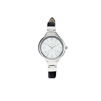 Timex Women's Watch Viewpoint 25mm Watch Silver-Tone Black Lether Strap
