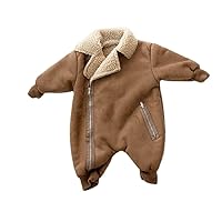 Infant and toddler crawling clothes, thickened jumpsuit, lapel romper, baby plush Christmas warmth
