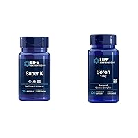 Life Extension Super K Vitamin K1, K2 MK-7, MK-4, Vitamin C, Bone/Heart Health, 3-Month Supply and Boron 3 Mg 100 Vegetarian Capsules