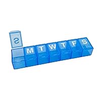 Weekly (7-Day) Pill Organizer, Vitamin Planner, And Medicine Box, Medium Compartments, Blue