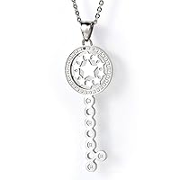 Stainless Steel Sweater Chain Women's Jewelry Inlaid Stone Star Key Titanium Steel Pendant