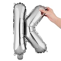 Restaurantware Balloonify 16 Inch Letter Balloon 1 Alphabet Party Balloon - Letter K Self-Sealing Silver Foil Mylar Balloon Hanging Film Decoration For Birthday Wedding Or Graduation