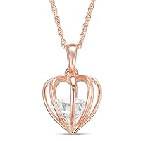 2 CT Round Cut Created Diamond Lovely Heart Cage Pendant Necklace 14k Rose Gold Over