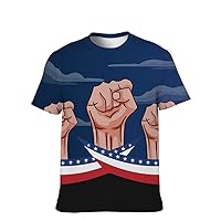 Unisex American USA Novelty T-Shirt Colors-Graphic Short-Sleeve Funny Crewneck: Performance Comfort Soft 3D Hipster Slim Tee