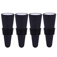 Wine Stoppers for wine bottles,FEIPUKER Colorful Silicone + Stainless Steel Wine Stopper,Wine Outlet Cap, Bottle Cover, Beverage Bottle Stoppers (4 pack black)