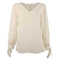 Michael Kors V-Neck Tie Sleeve Top Bone SM