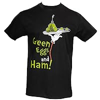 Dr Seuss Green Eggs and Ham Adult Short Sleeves Black T-Shirt Tee